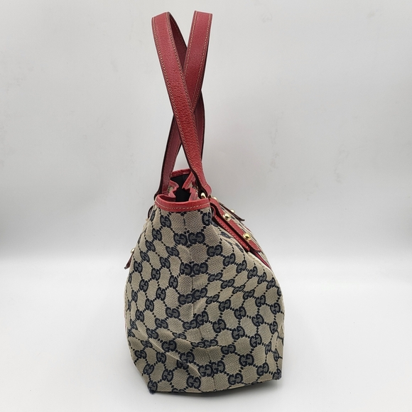Gucci GG Canvas Jolicoeur Tote Bag Red Blue Sherry Line w/COA..*RARE* - Picture 5 of 17
